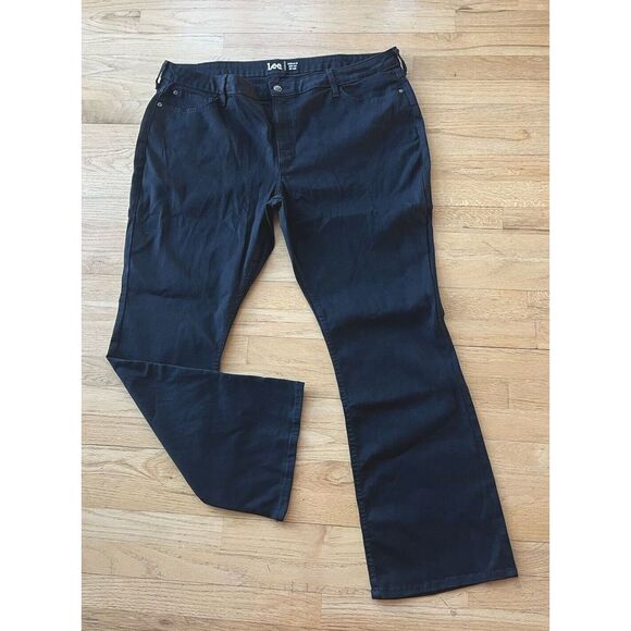 New With Tags Lee Mid Rise Regulat Fit Bootcut Black Denim Jeans Size 24 Medium - Picture 1 of 6